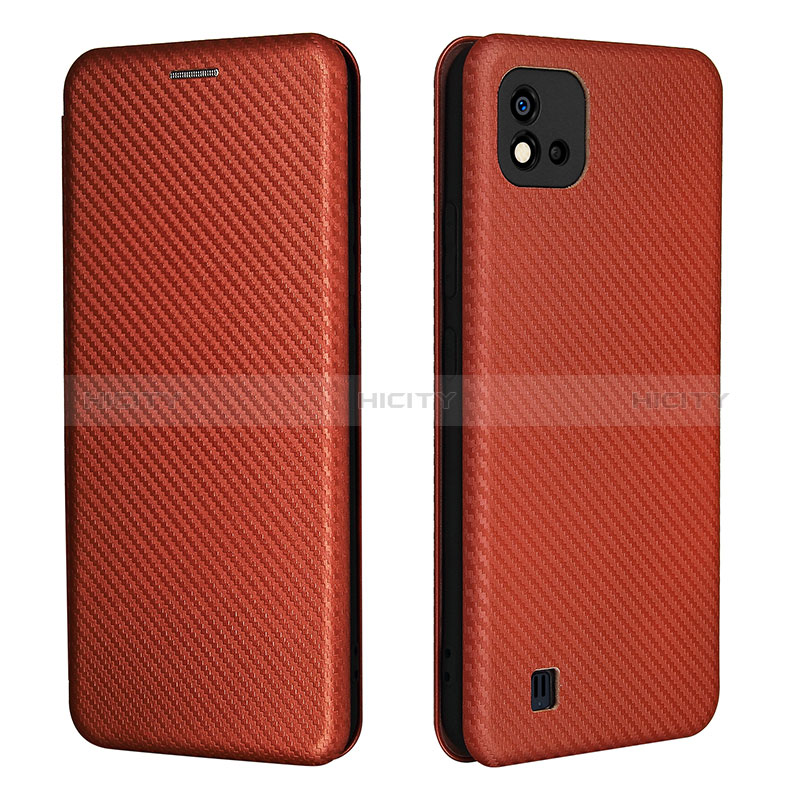 Funda de Cuero Cartera con Soporte Carcasa L07Z para Realme C20A Marron