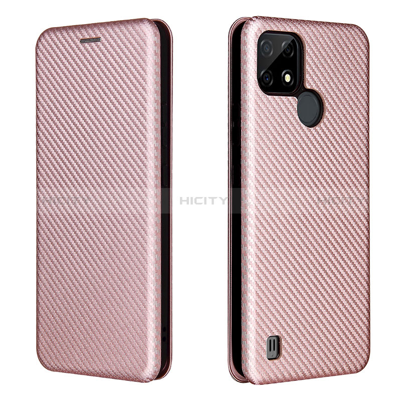 Funda de Cuero Cartera con Soporte Carcasa L07Z para Realme C21 Oro Rosa