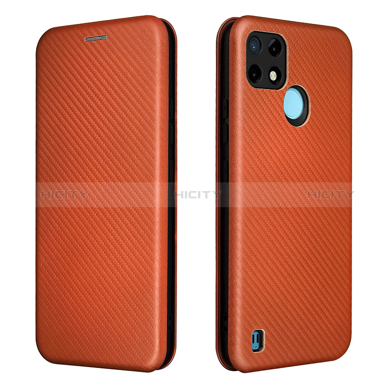 Funda de Cuero Cartera con Soporte Carcasa L07Z para Realme C25Y India Marron