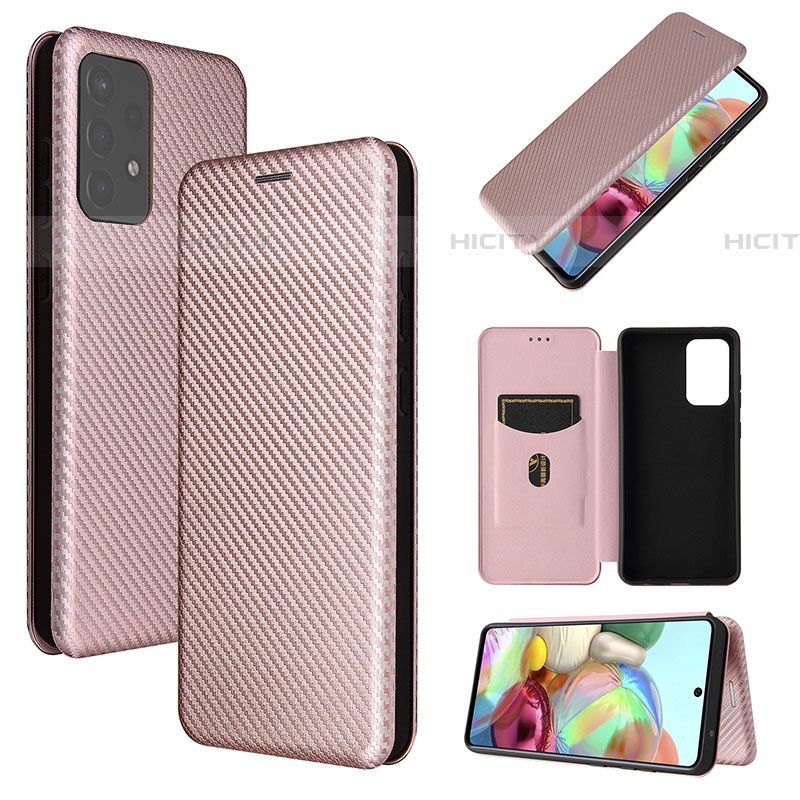 Funda de Cuero Cartera con Soporte Carcasa L07Z para Samsung Galaxy A72 4G Oro Rosa