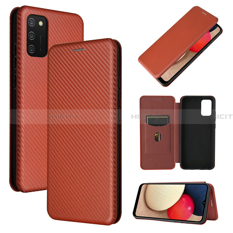 Funda de Cuero Cartera con Soporte Carcasa L07Z para Samsung Galaxy F02S SM-E025F Marron