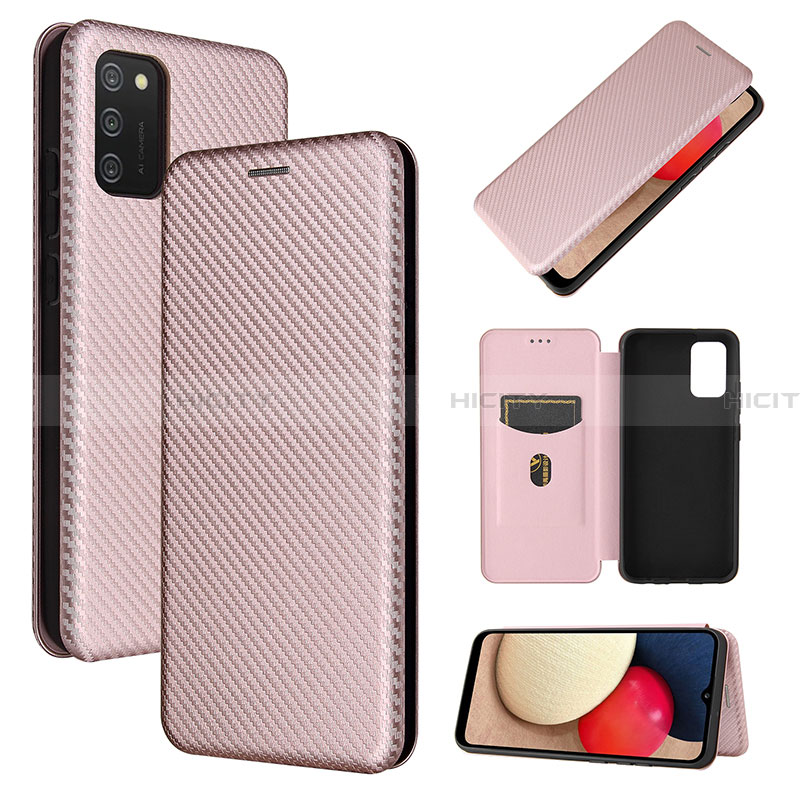 Funda de Cuero Cartera con Soporte Carcasa L07Z para Samsung Galaxy F02S SM-E025F Oro Rosa