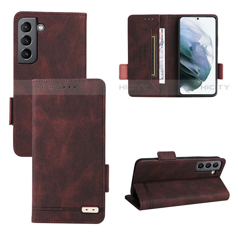 Funda de Cuero Cartera con Soporte Carcasa L07Z para Samsung Galaxy S21 Plus 5G Marron