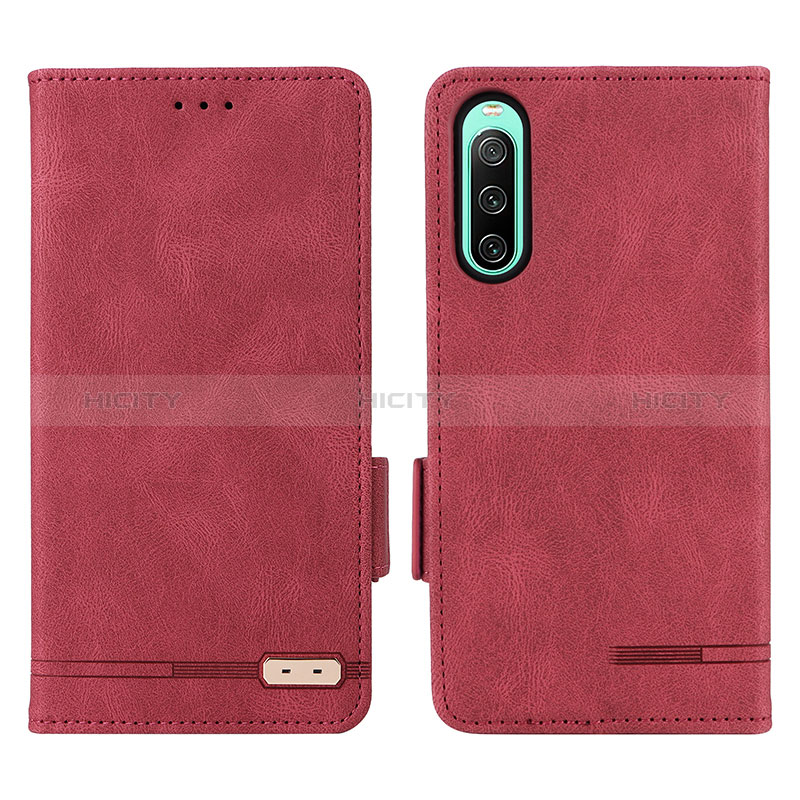 Funda de Cuero Cartera con Soporte Carcasa L07Z para Sony Xperia 10 IV SO-52C Rojo