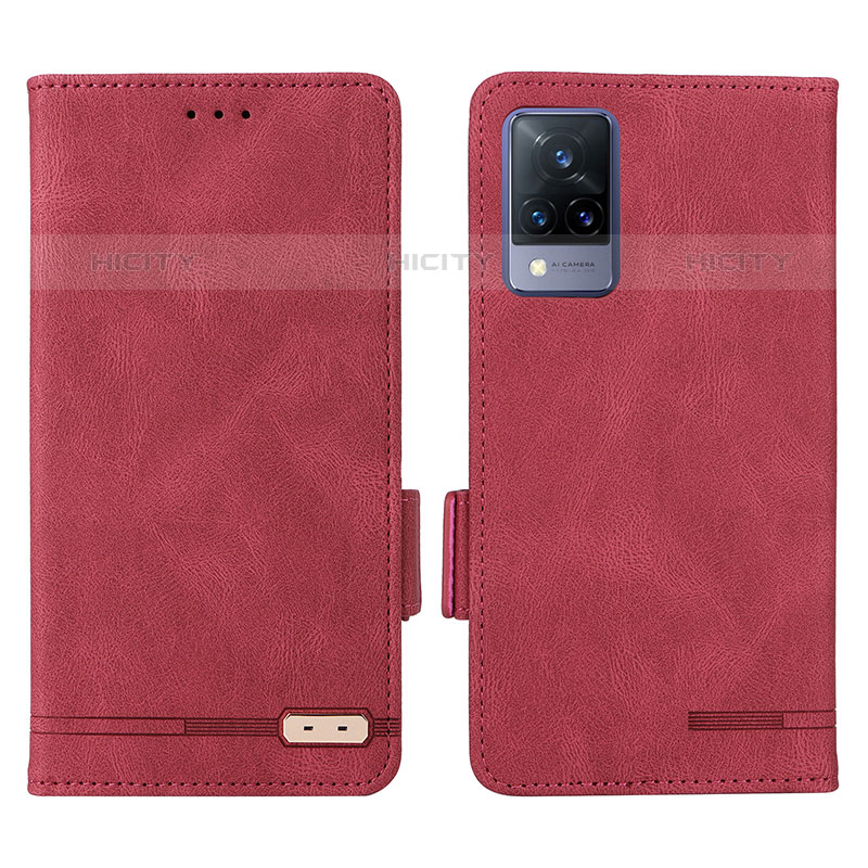 Funda de Cuero Cartera con Soporte Carcasa L07Z para Vivo V21s 5G Rojo