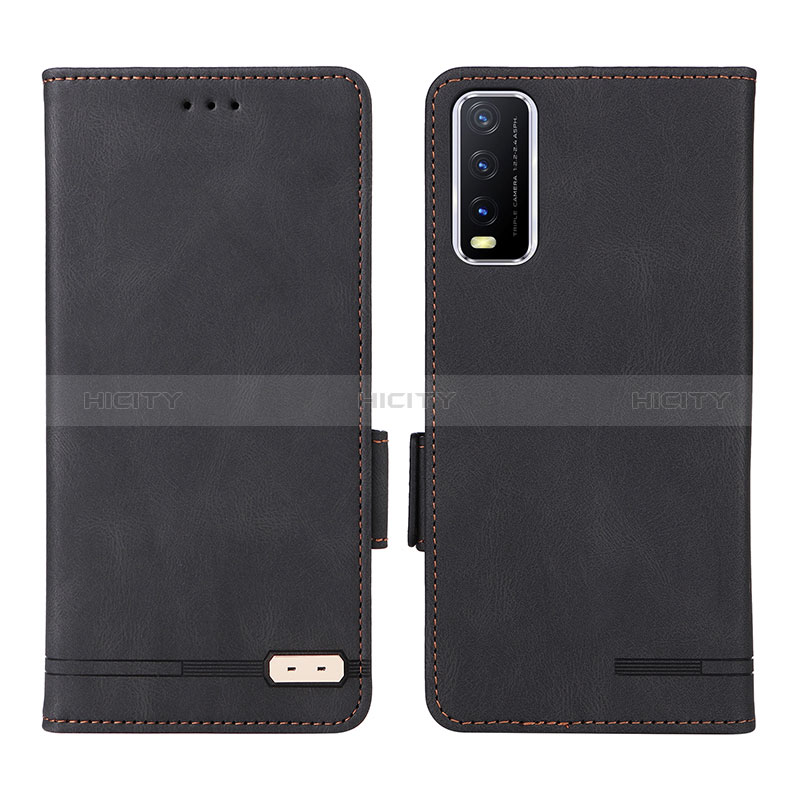 Funda de Cuero Cartera con Soporte Carcasa L07Z para Vivo Y12s (2021) Negro