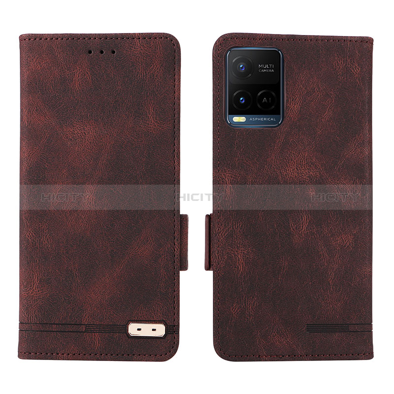 Funda de Cuero Cartera con Soporte Carcasa L07Z para Vivo Y21s Marron