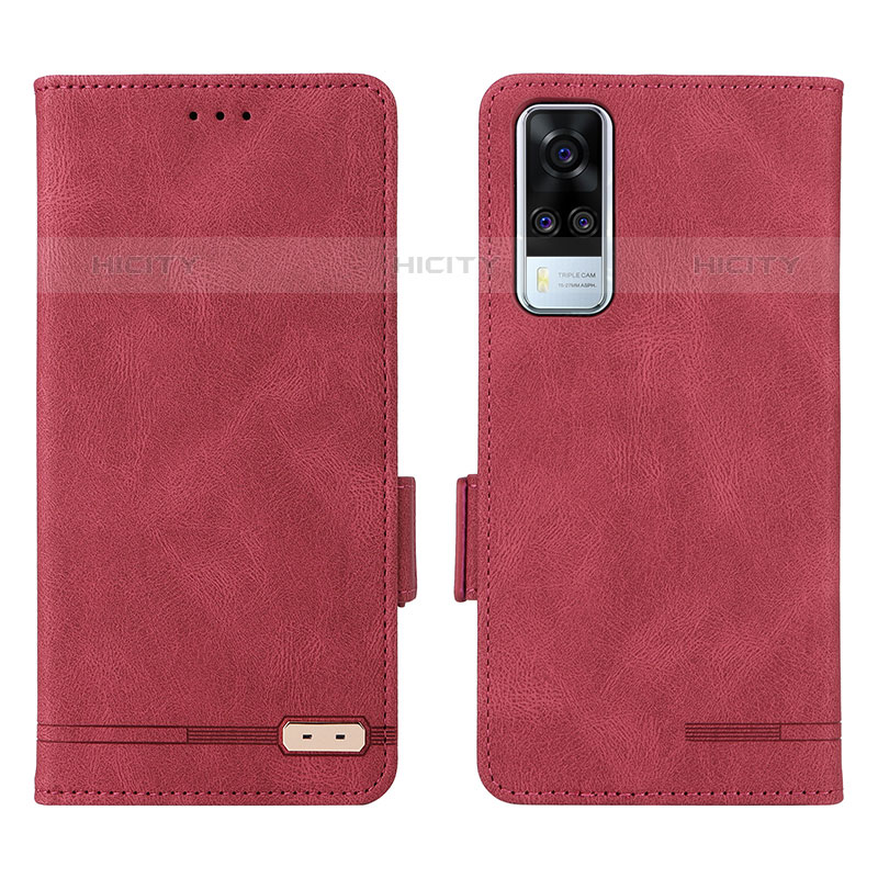 Funda de Cuero Cartera con Soporte Carcasa L07Z para Vivo Y51A Rojo