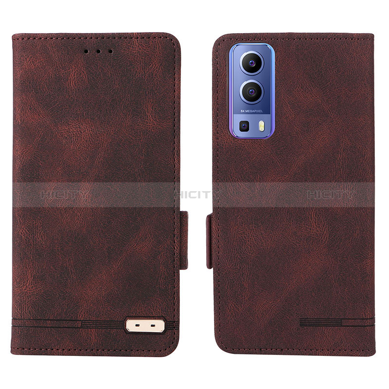 Funda de Cuero Cartera con Soporte Carcasa L07Z para Vivo Y75s 5G Marron