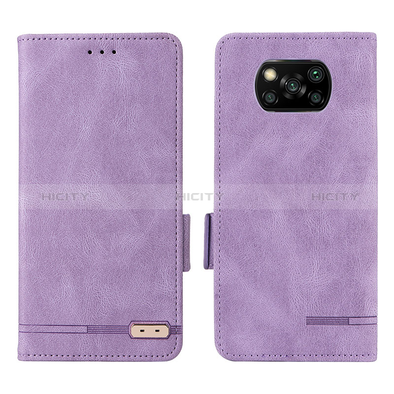 Funda de Cuero Cartera con Soporte Carcasa L07Z para Xiaomi Poco X3 NFC Morado