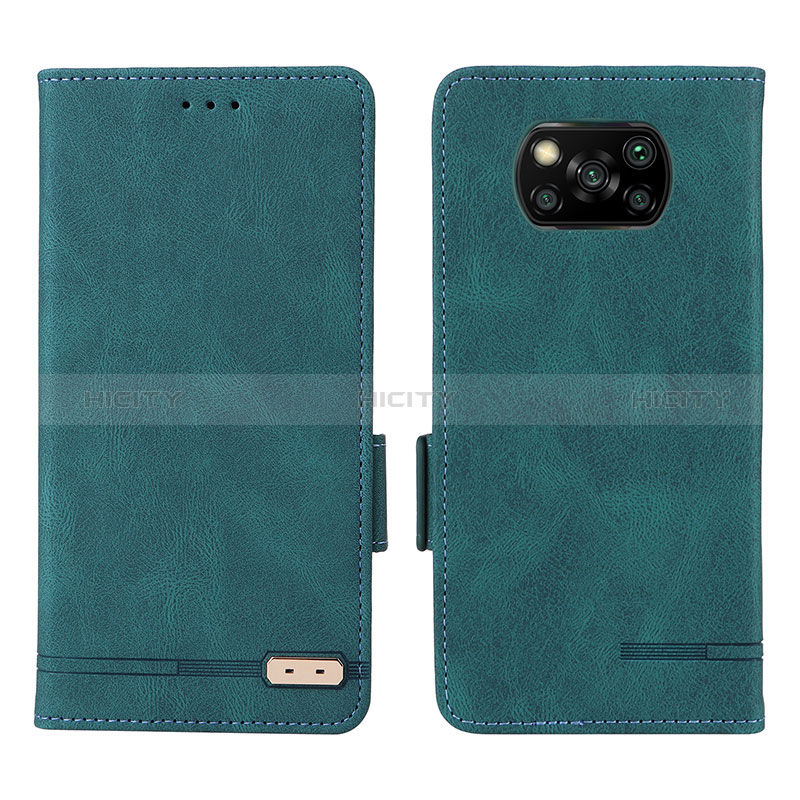 Funda de Cuero Cartera con Soporte Carcasa L07Z para Xiaomi Poco X3 NFC Verde