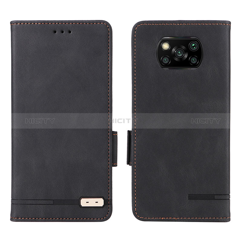 Funda de Cuero Cartera con Soporte Carcasa L07Z para Xiaomi Poco X3 Pro Negro