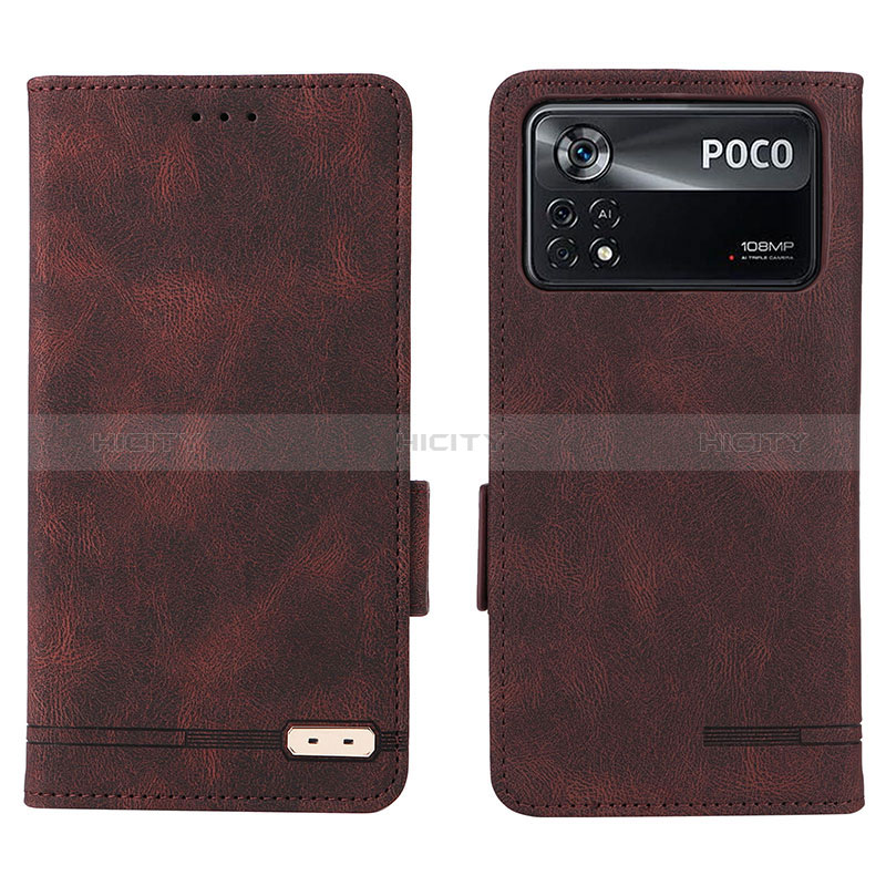 Funda de Cuero Cartera con Soporte Carcasa L07Z para Xiaomi Poco X4 Pro 5G Marron