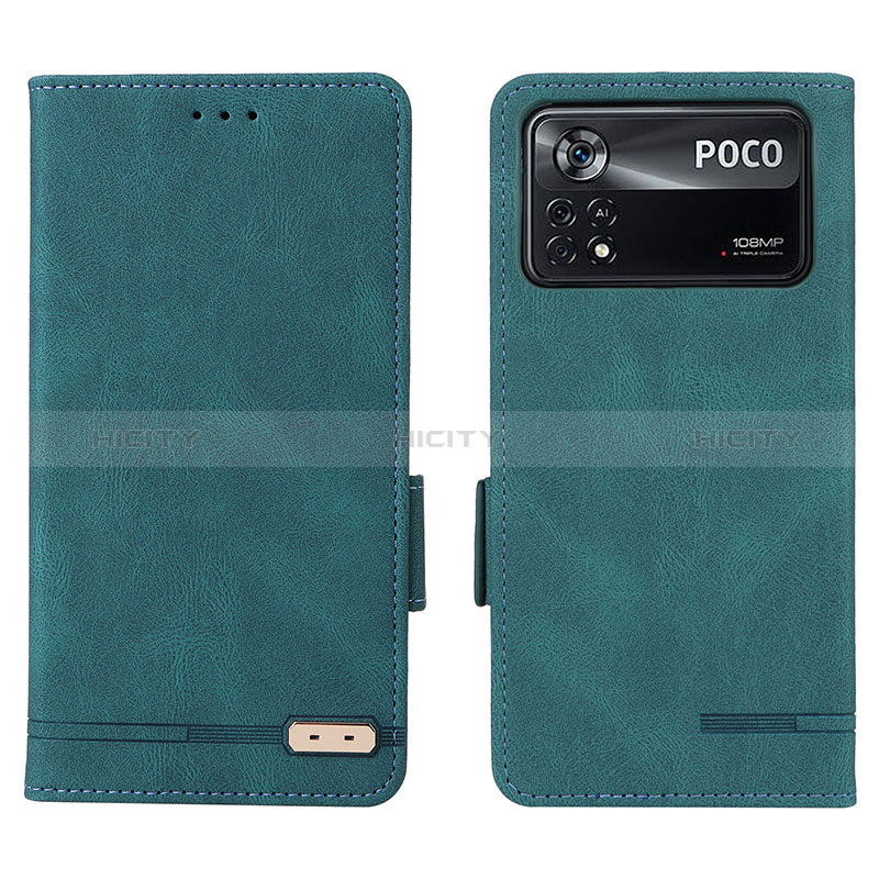 Funda de Cuero Cartera con Soporte Carcasa L07Z para Xiaomi Poco X4 Pro 5G Verde