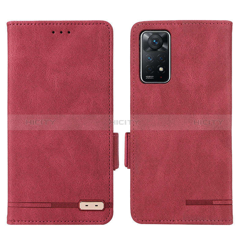 Funda de Cuero Cartera con Soporte Carcasa L07Z para Xiaomi Redmi Note 11 Pro 5G Rojo