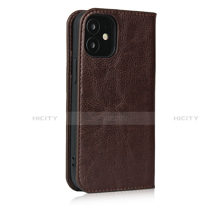 Funda de Cuero Cartera con Soporte Carcasa L08 para Apple iPhone 12 Marron