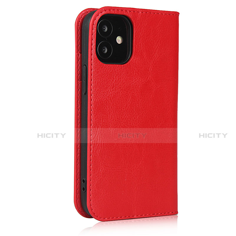 Funda de Cuero Cartera con Soporte Carcasa L08 para Apple iPhone 12 Mini Rojo