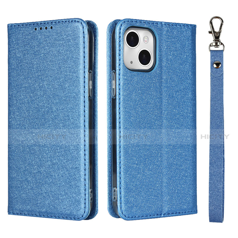 Funda de Cuero Cartera con Soporte Carcasa L08 para Apple iPhone 13 Azul