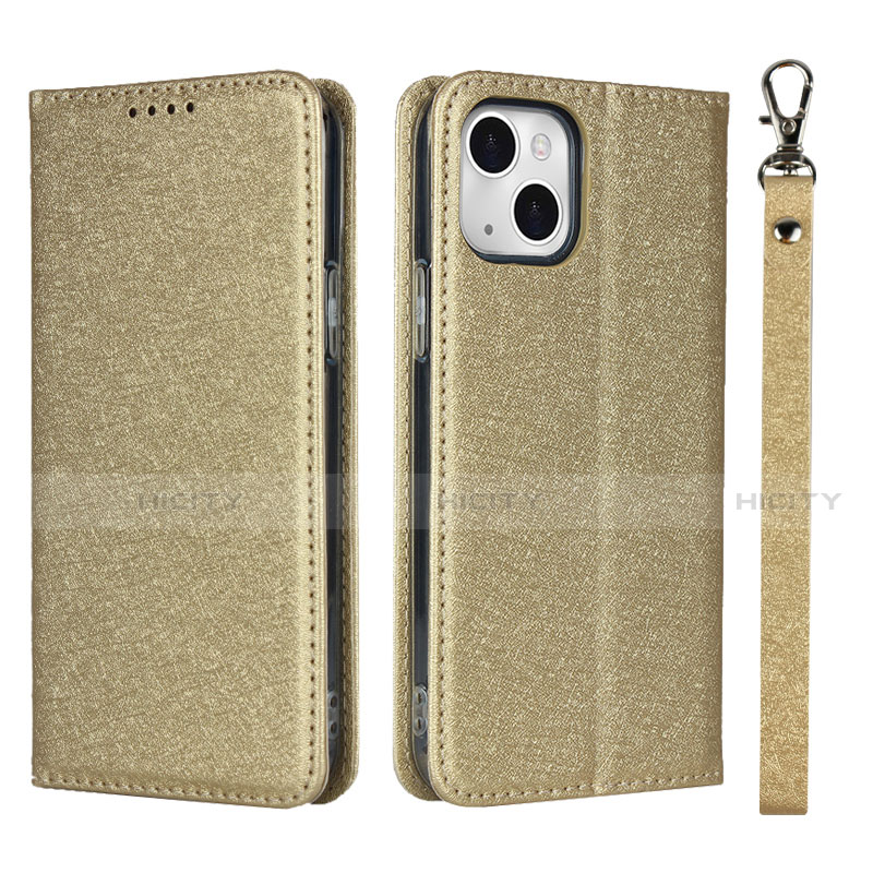 Funda de Cuero Cartera con Soporte Carcasa L08 para Apple iPhone 13 Oro