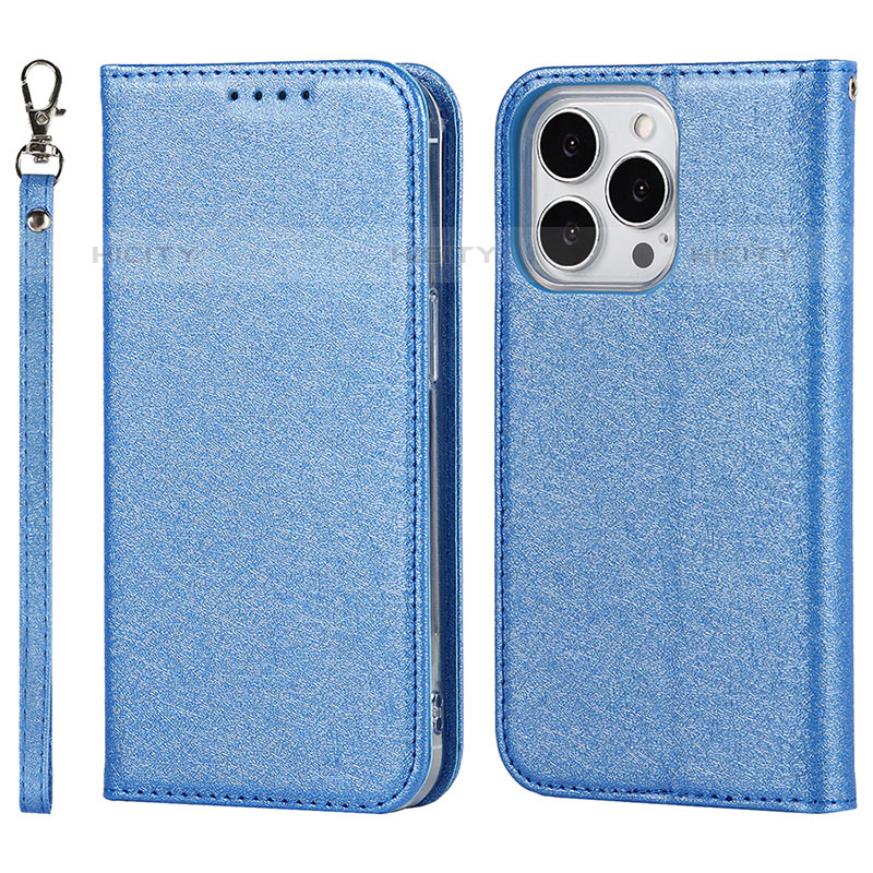 Funda de Cuero Cartera con Soporte Carcasa L08 para Apple iPhone 15 Pro Azul