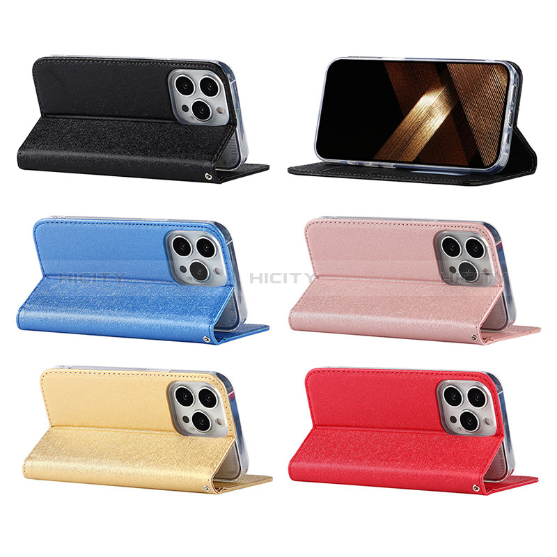 Funda de Cuero Cartera con Soporte Carcasa L08 para Apple iPhone 15 Pro Max