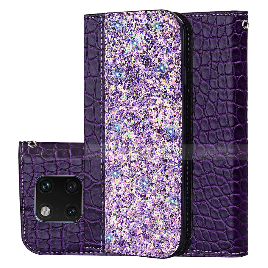 Funda de Cuero Cartera con Soporte Carcasa L08 para Huawei Mate 20 Pro Morado