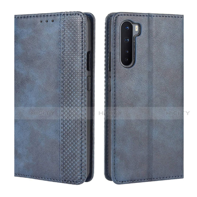 Funda de Cuero Cartera con Soporte Carcasa L08 para OnePlus Nord Azul