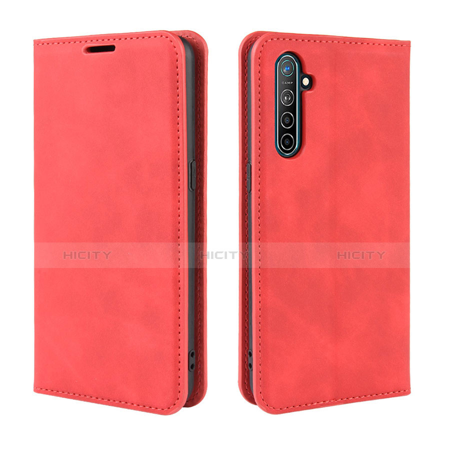 Funda de Cuero Cartera con Soporte Carcasa L08 para Realme XT Rojo