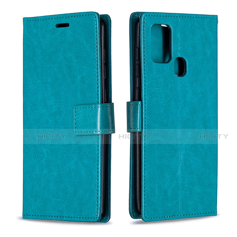 Funda de Cuero Cartera con Soporte Carcasa L08 para Samsung Galaxy A21s Azul Cielo