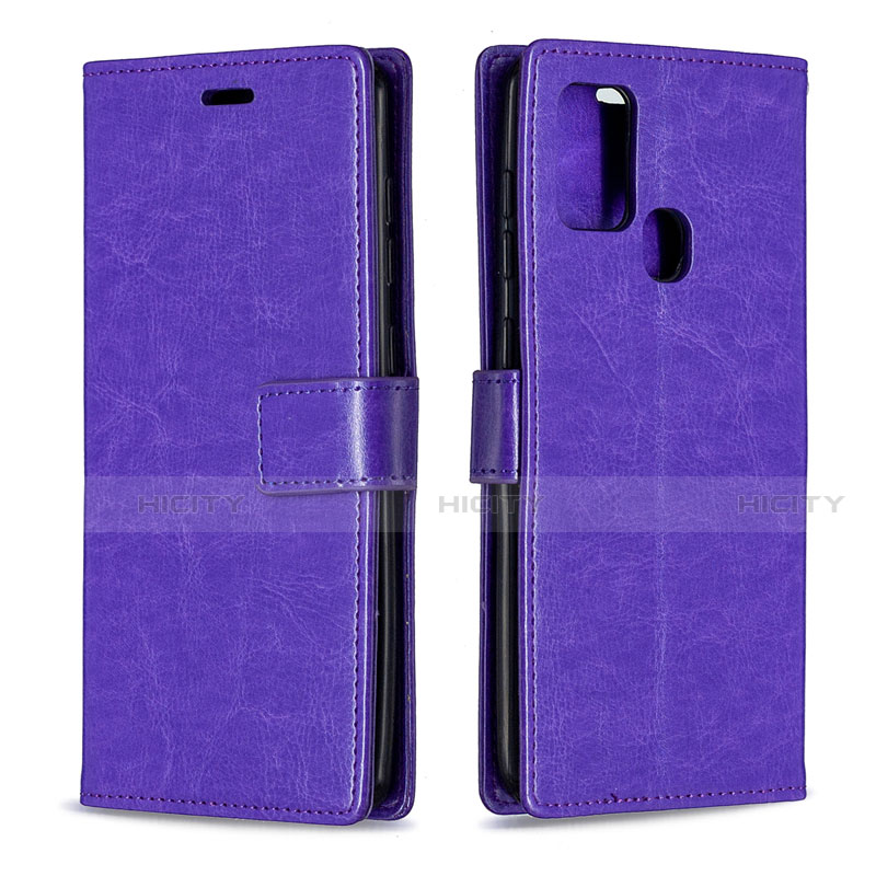 Funda de Cuero Cartera con Soporte Carcasa L08 para Samsung Galaxy A21s Morado