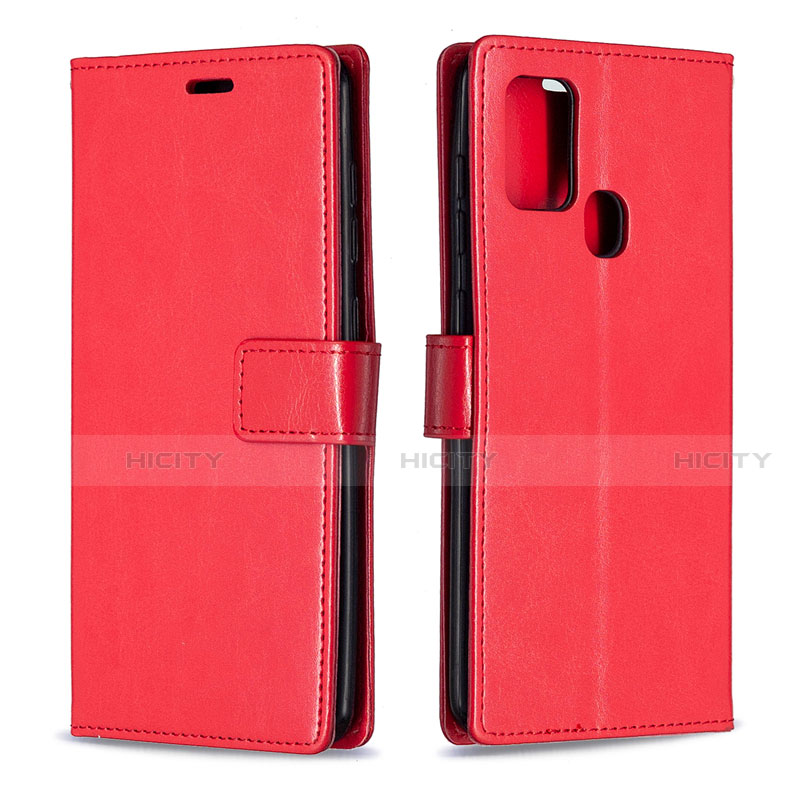 Funda de Cuero Cartera con Soporte Carcasa L08 para Samsung Galaxy A21s Rojo