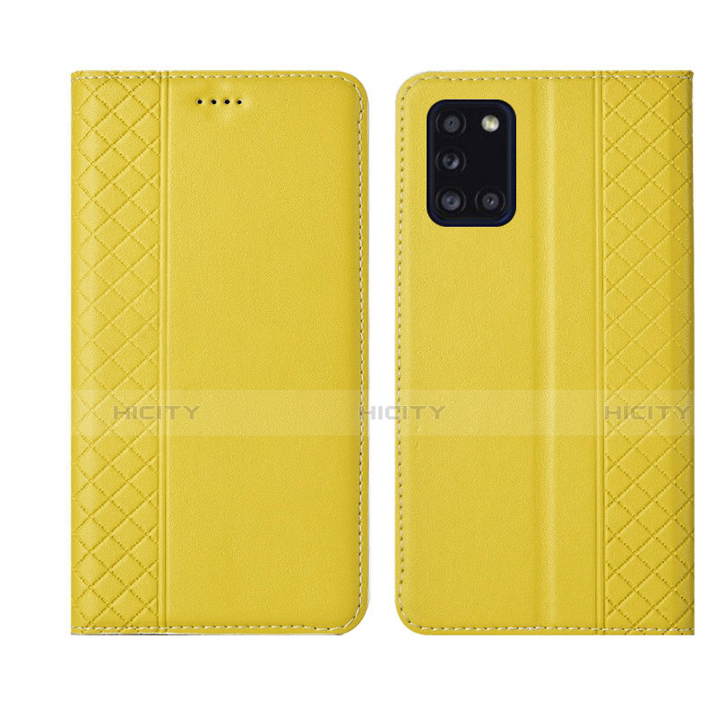 Funda de Cuero Cartera con Soporte Carcasa L08 para Samsung Galaxy A31 Amarillo