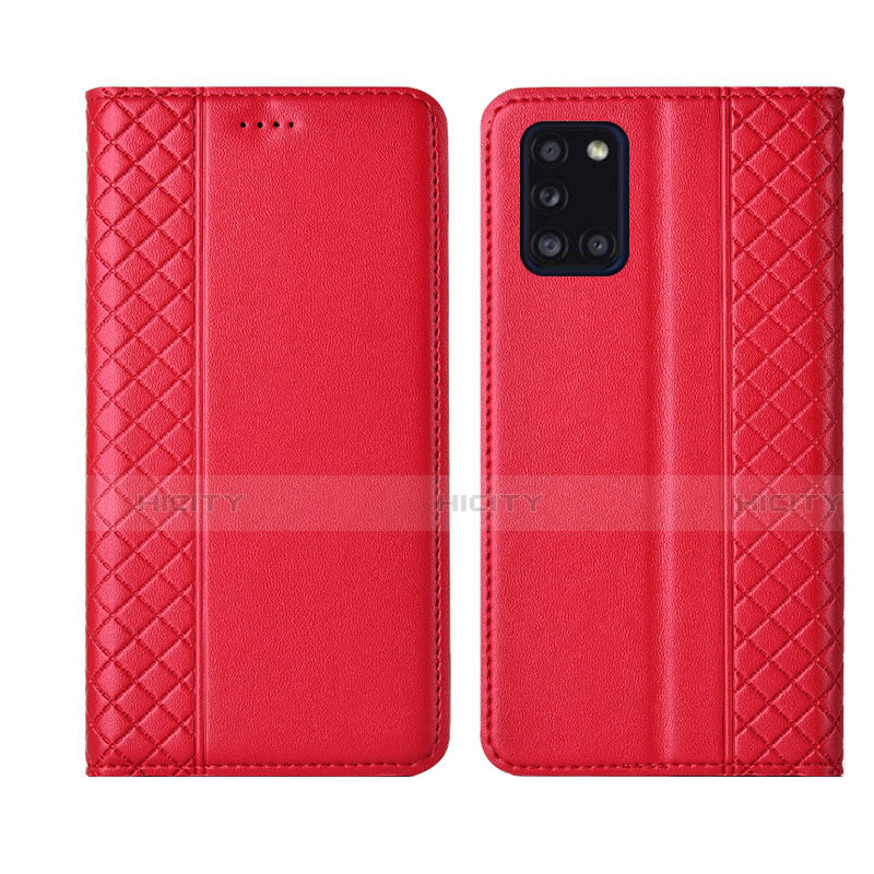 Funda de Cuero Cartera con Soporte Carcasa L08 para Samsung Galaxy A31 Rojo