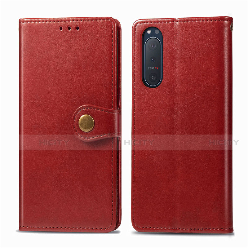 Funda de Cuero Cartera con Soporte Carcasa L08 para Sony Xperia 5 II Rojo