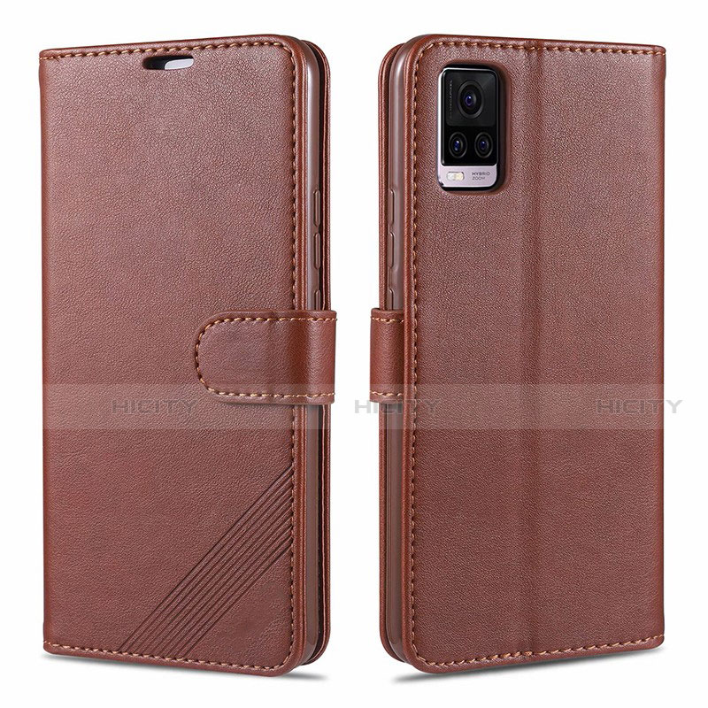 Funda de Cuero Cartera con Soporte Carcasa L08 para Vivo V20 Pro 5G Marron