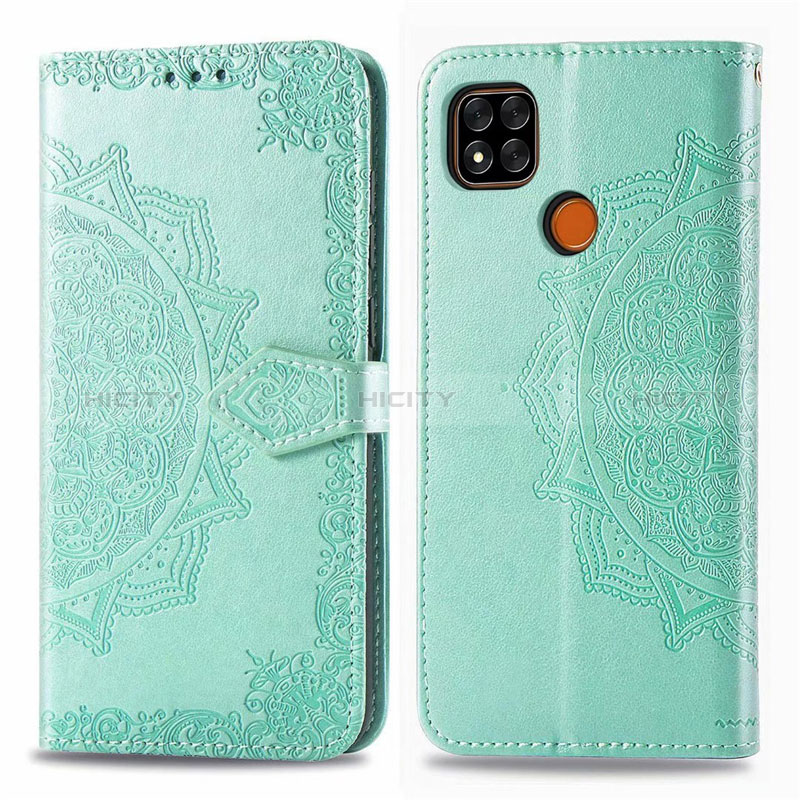 Funda de Cuero Cartera con Soporte Carcasa L08 para Xiaomi Redmi 10A 4G Menta Verde