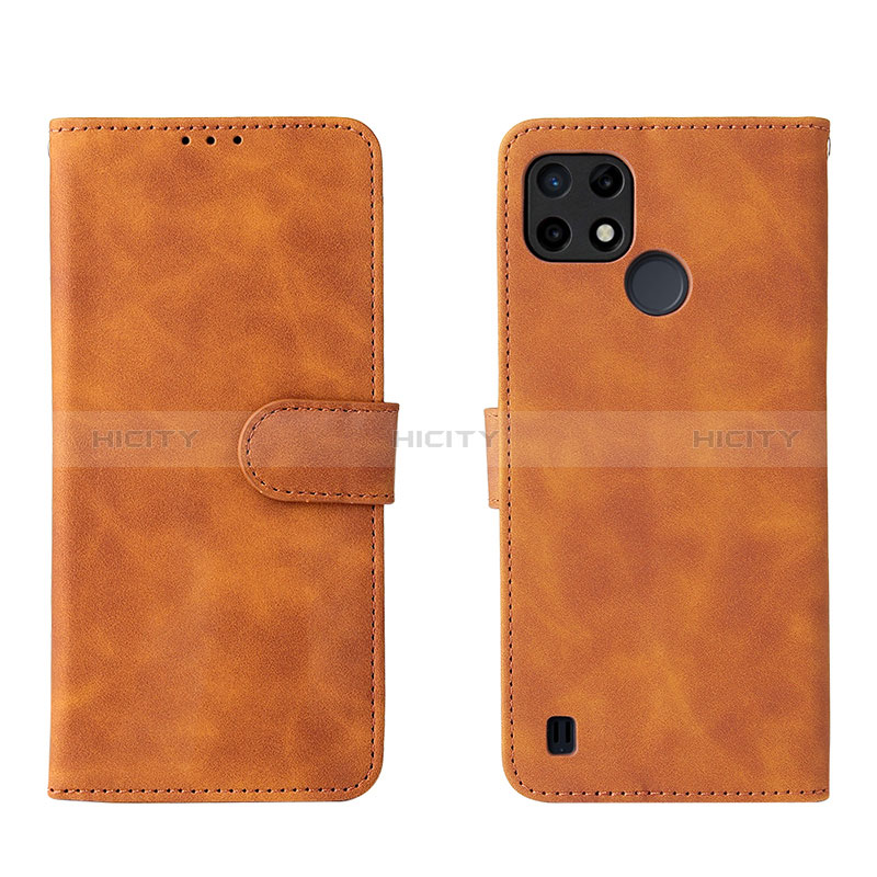 Funda de Cuero Cartera con Soporte Carcasa L08Z para Realme C25Y Marron