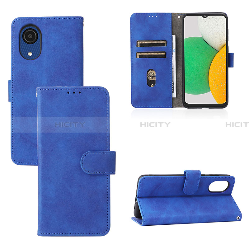 Funda de Cuero Cartera con Soporte Carcasa L08Z para Samsung Galaxy A03 Core Azul