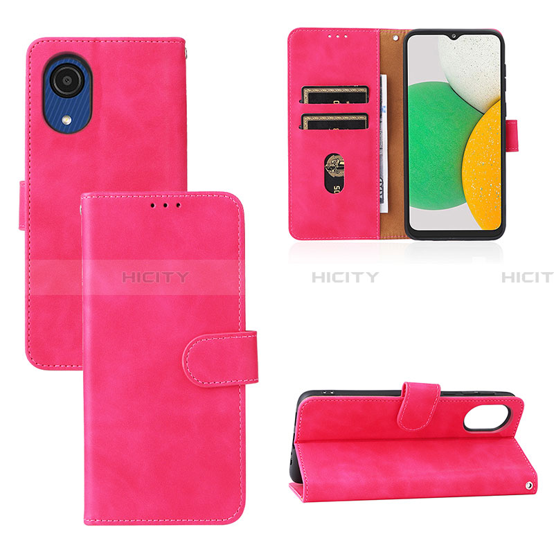 Funda de Cuero Cartera con Soporte Carcasa L08Z para Samsung Galaxy A03 Core Rosa Roja