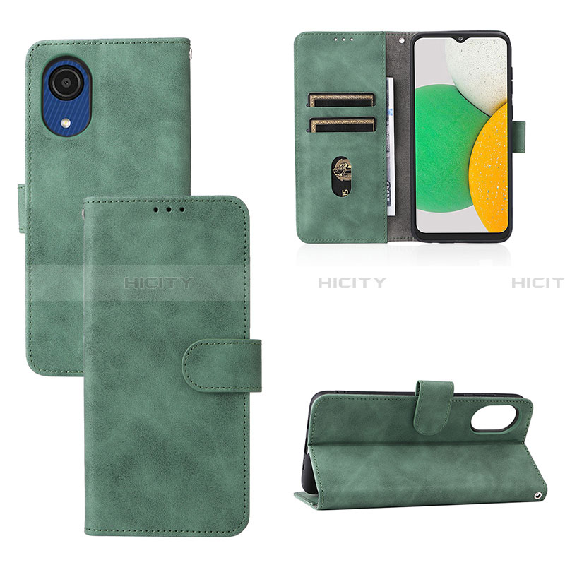 Funda de Cuero Cartera con Soporte Carcasa L08Z para Samsung Galaxy A03 Core Verde