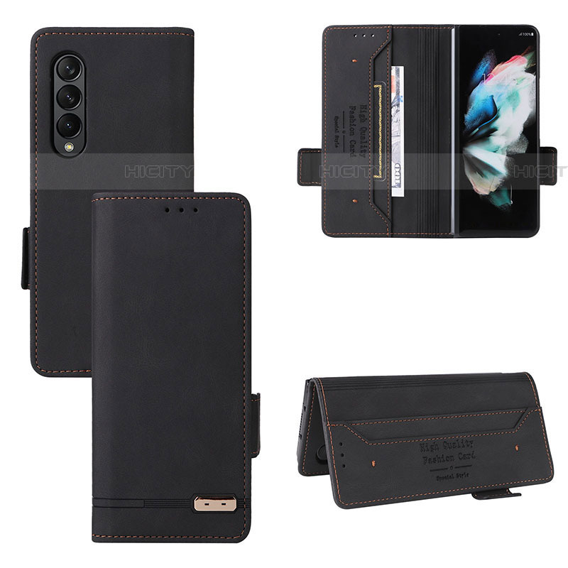 Funda de Cuero Cartera con Soporte Carcasa L08Z para Samsung Galaxy Z Fold4 5G Negro