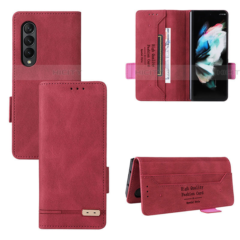 Funda de Cuero Cartera con Soporte Carcasa L08Z para Samsung Galaxy Z Fold4 5G Rojo