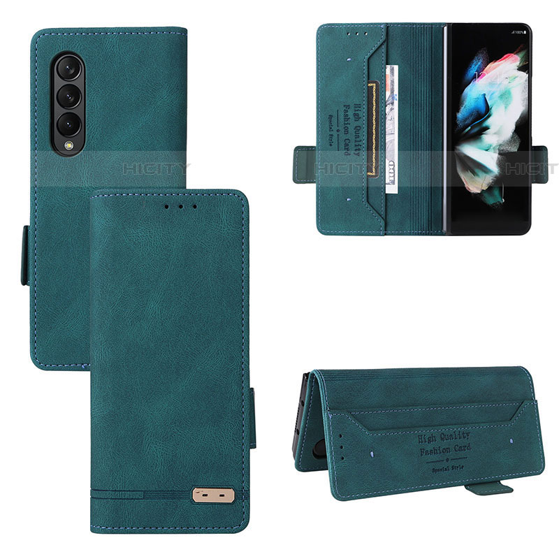 Funda de Cuero Cartera con Soporte Carcasa L08Z para Samsung Galaxy Z Fold4 5G Verde