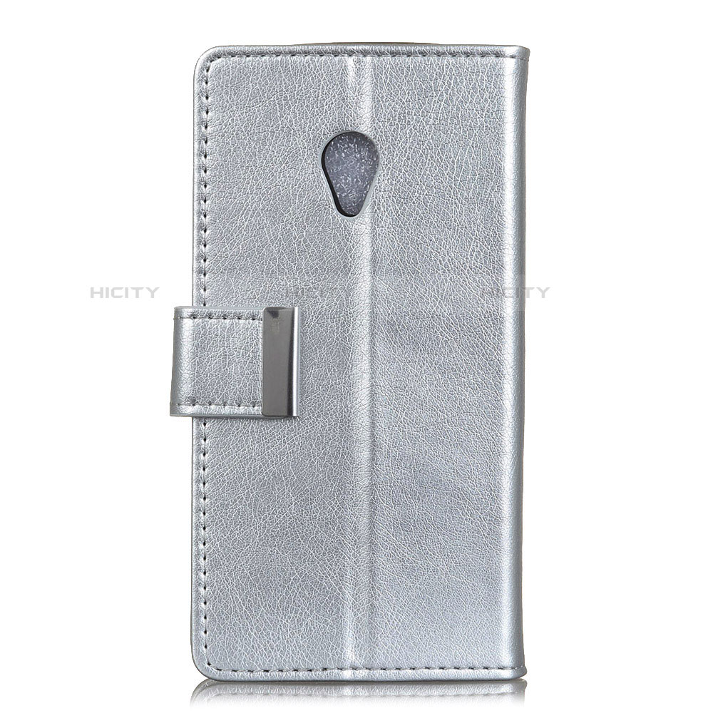 Funda de Cuero Cartera con Soporte Carcasa L09 para Alcatel 1X (2019) Plata