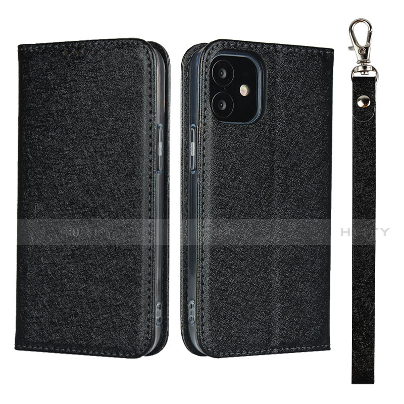 Funda de Cuero Cartera con Soporte Carcasa L09 para Apple iPhone 12 Mini Negro