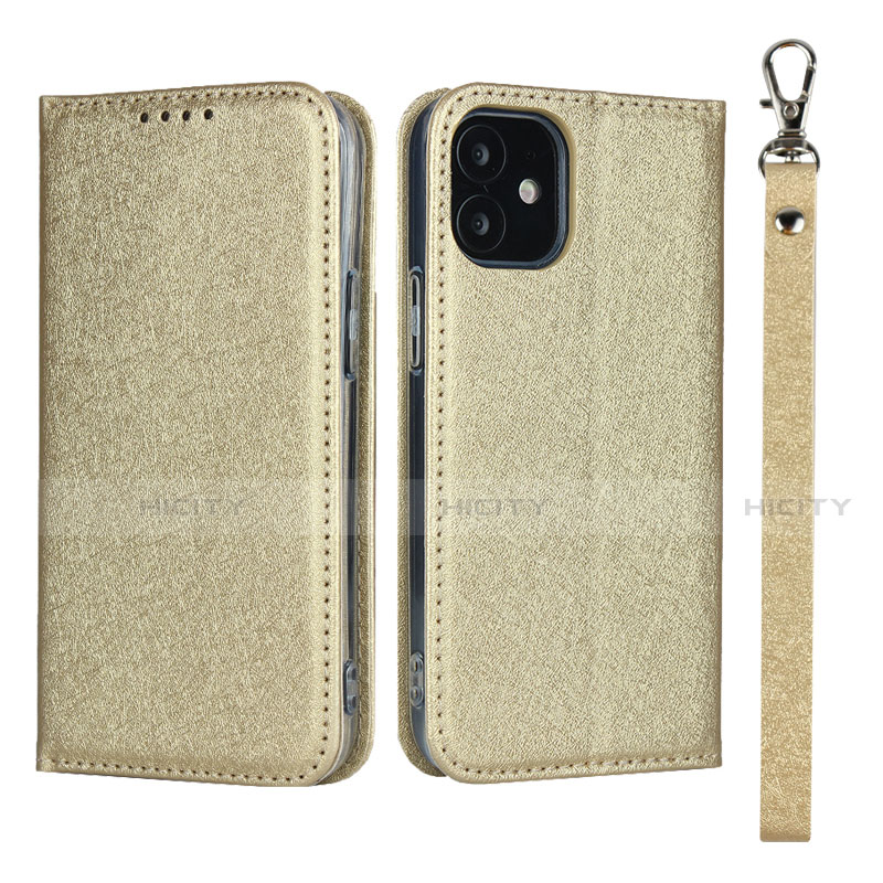 Funda de Cuero Cartera con Soporte Carcasa L09 para Apple iPhone 12 Mini Oro