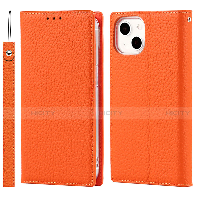 Funda de Cuero Cartera con Soporte Carcasa L09 para Apple iPhone 14 Naranja