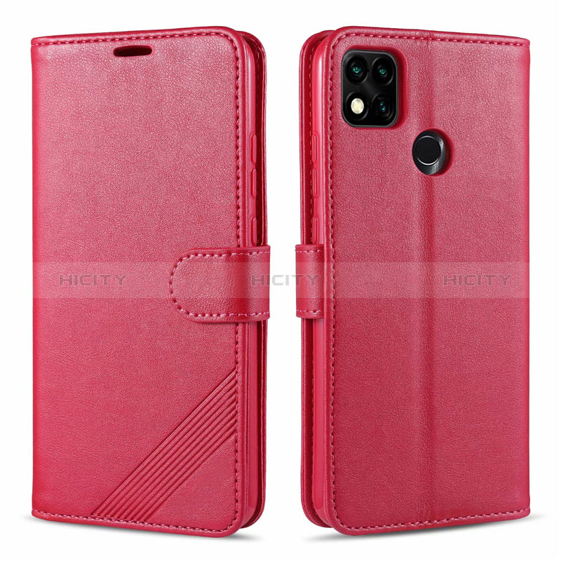 Funda de Cuero Cartera con Soporte Carcasa L09 para Xiaomi POCO C3 Rojo