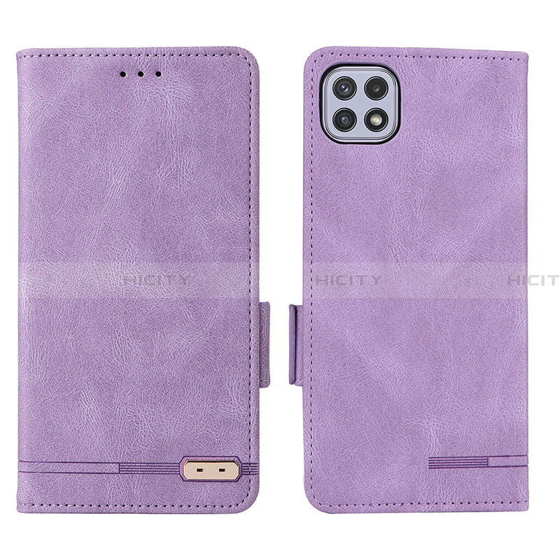 Funda de Cuero Cartera con Soporte Carcasa L09Z para Samsung Galaxy A22 5G Morado