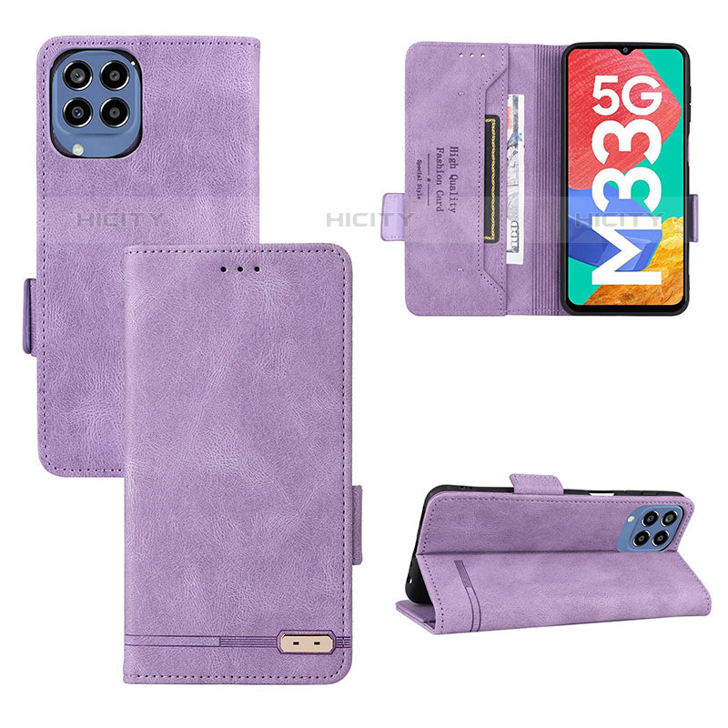 Funda de Cuero Cartera con Soporte Carcasa L09Z para Samsung Galaxy M33 5G Morado